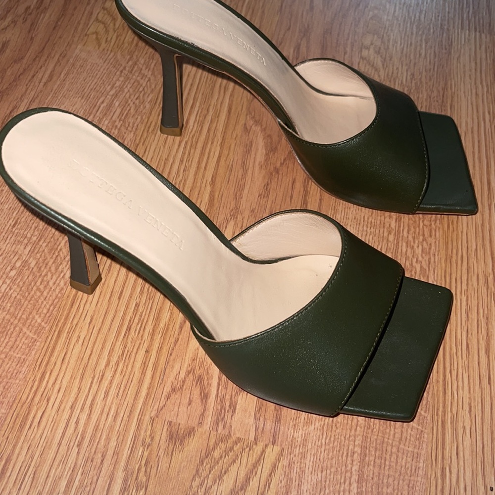 Bottega Veneta Square Toe High Heel Slide Sandals - Picture 3 of 5